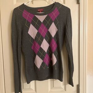 Merona Argyle Sweater - Gray and Pink